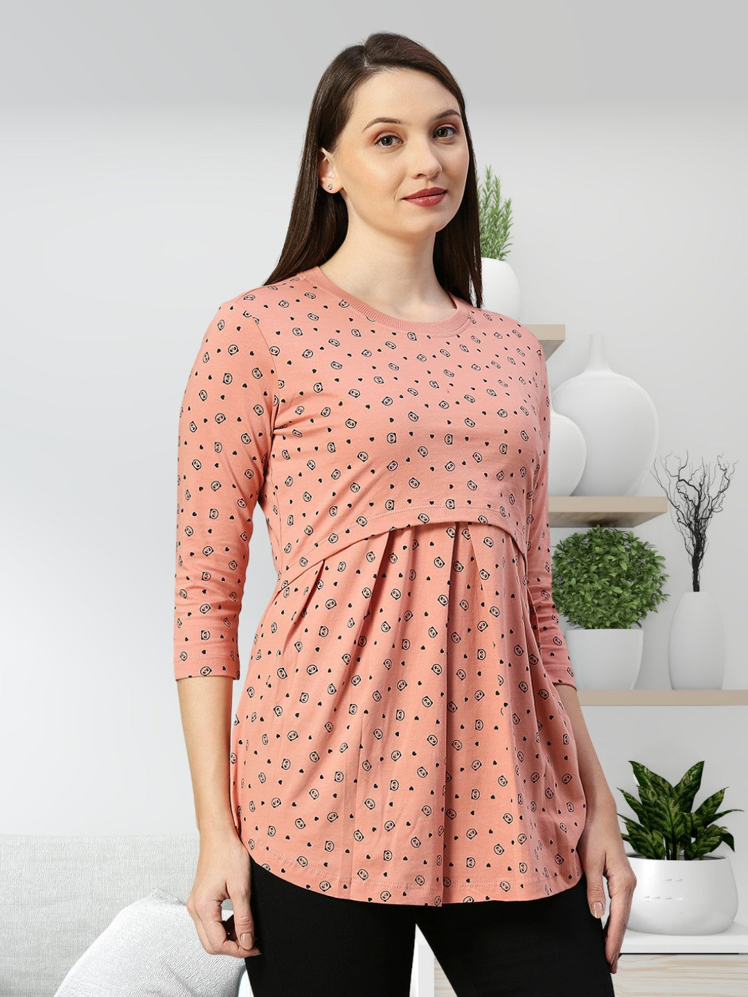 TRENDY COTTON FEEDING ZIPLESS TOP FOR WOMEN