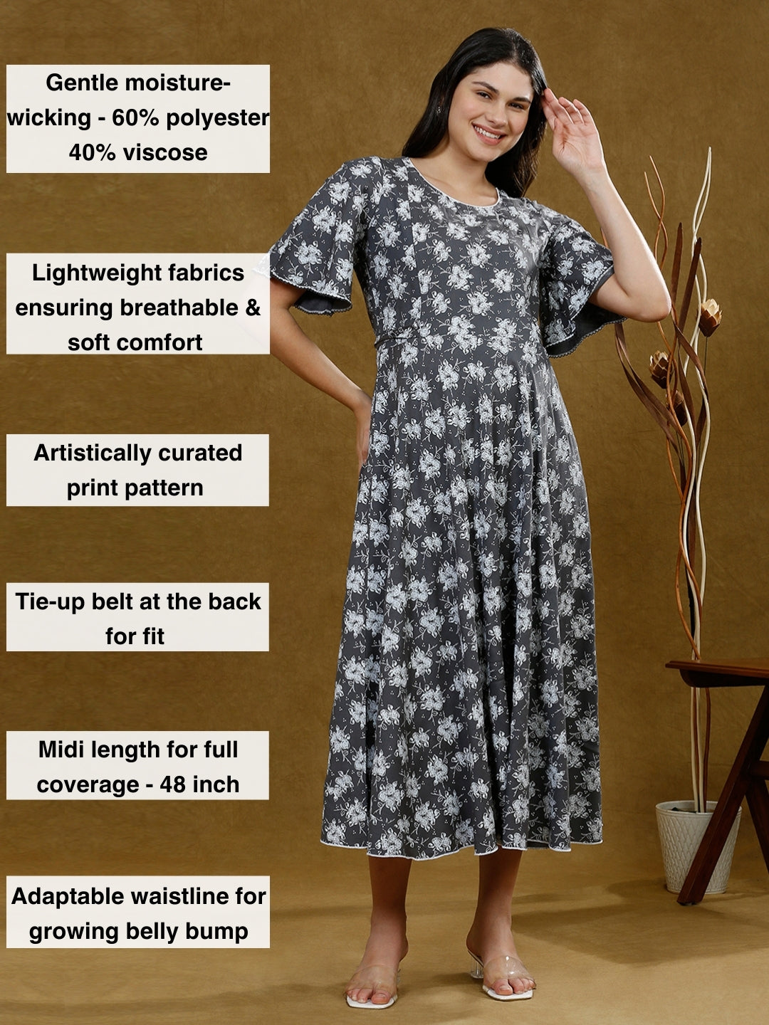 FASHIONABLE MATERNITY FLARE KURTA WITH POCKET