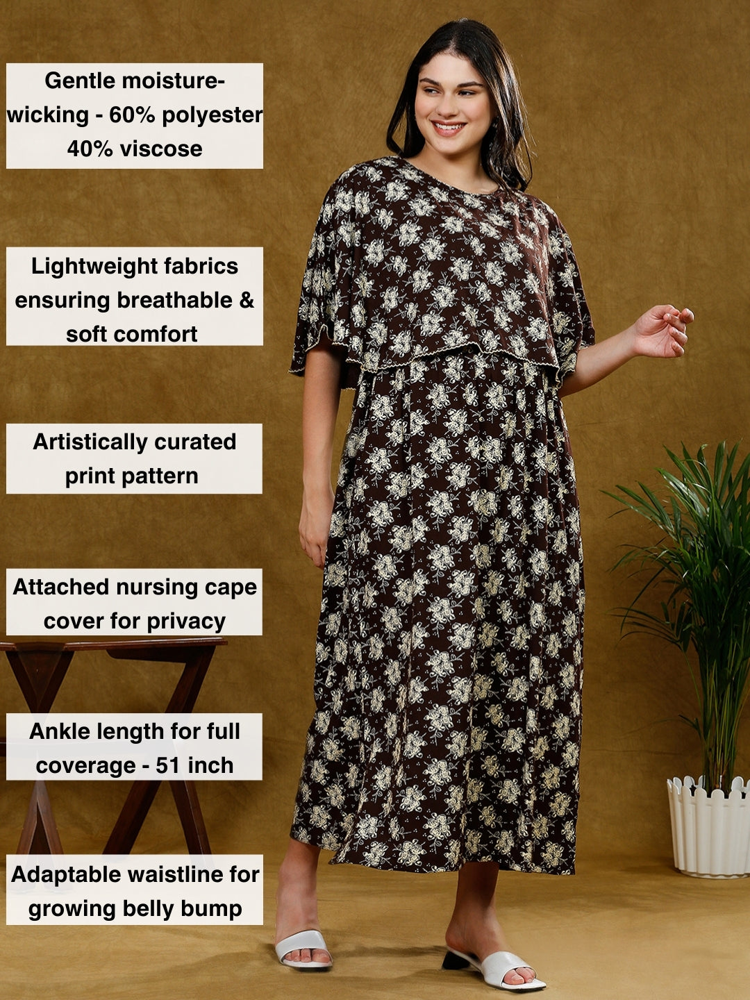FLAUNT TRENDY PREGNANCY PONCHO GOWN