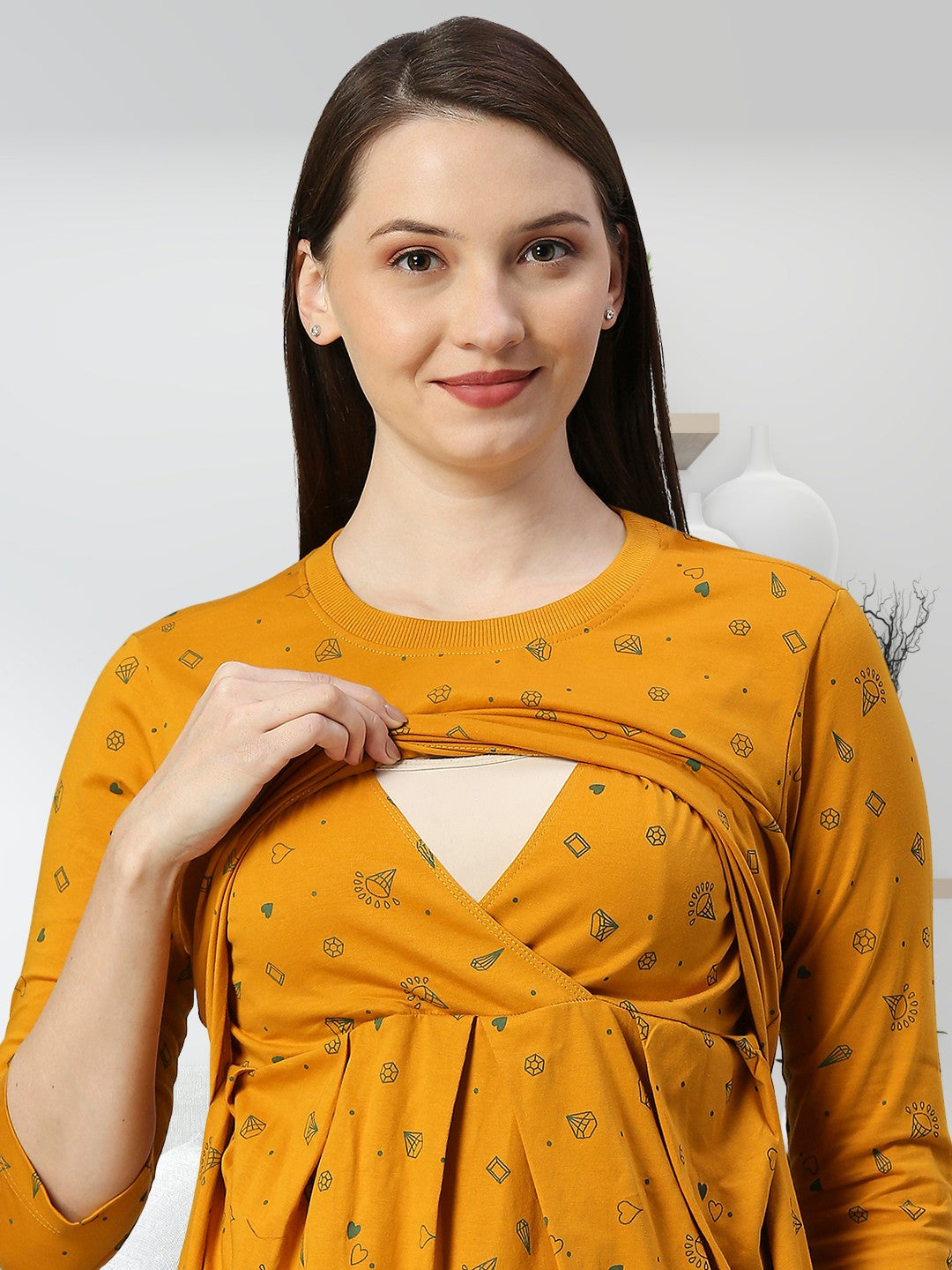 TRENDY COTTON PREGNANCY ZIPLESS TOP FOR WOMEN