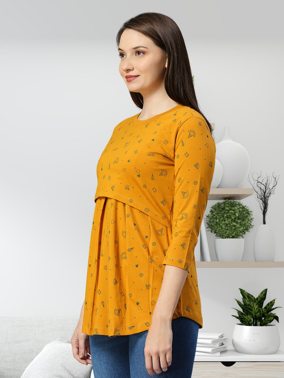 TRENDY COTTON PREGNANCY ZIPLESS TOP FOR WOMEN
