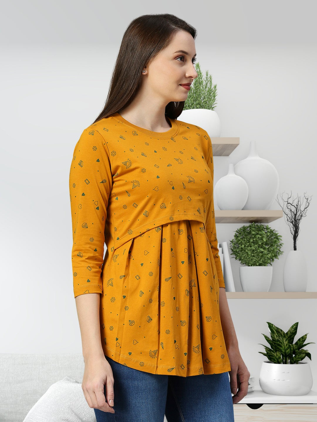 TRENDY COTTON PREGNANCY ZIPLESS TOP FOR WOMEN