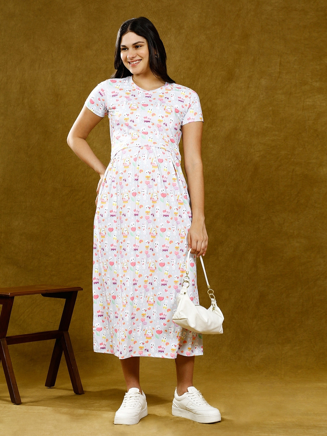 ADORN IN ZIPLESS NURSING DRESS WITH POCKETS