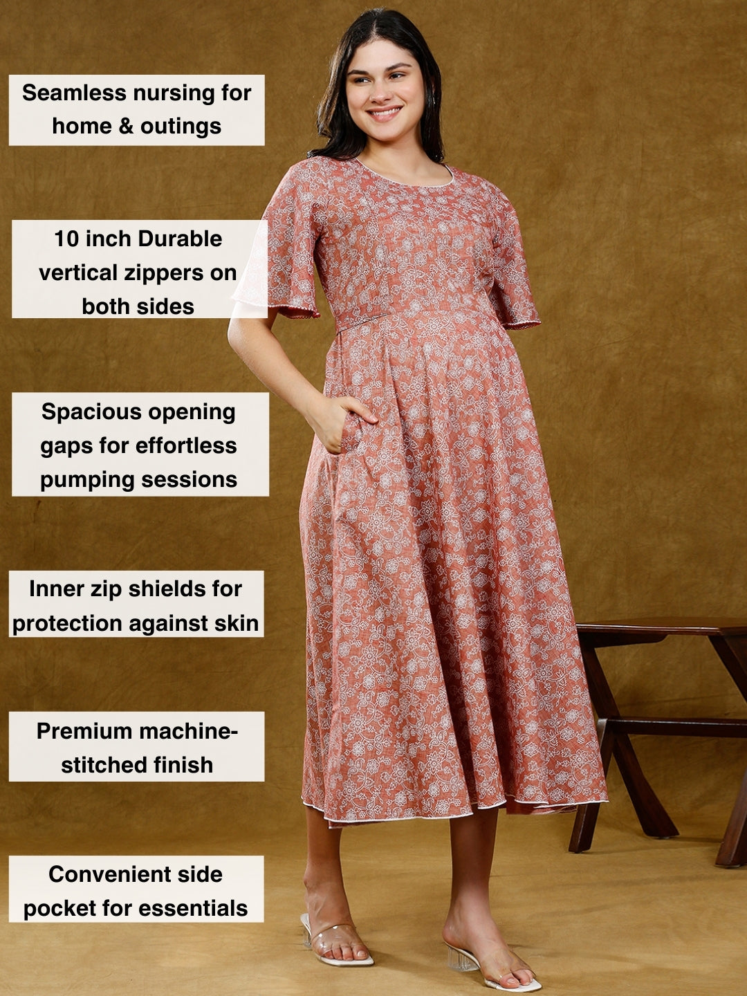 FASHIONABLE NURSING FLARE KURTA WITH POCKET