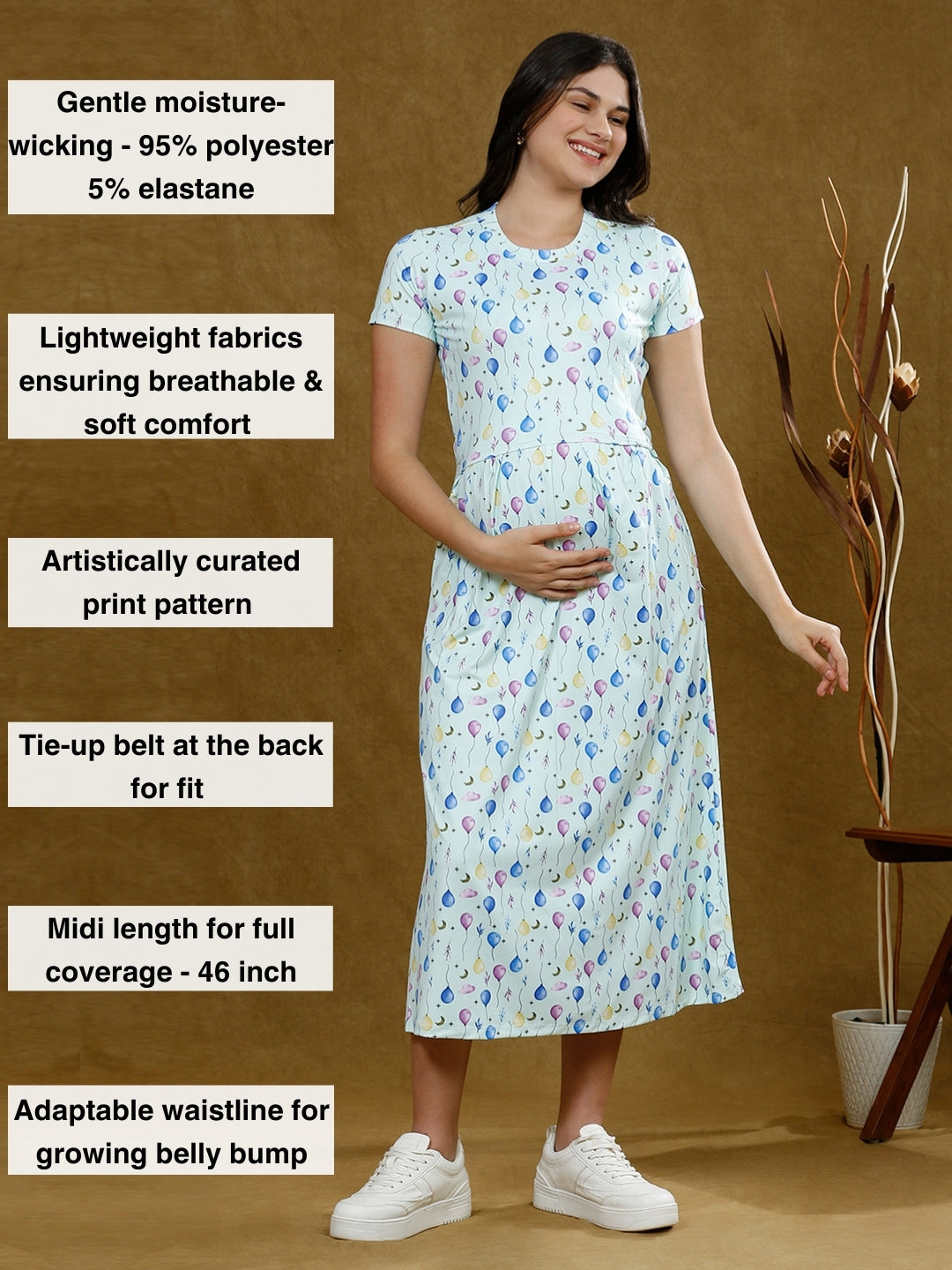 ADORN IN ZIPLESS PREGNANCY DRESS WITH POCKETS