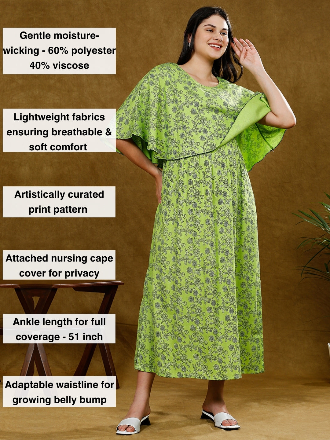 FLAUNT TRENDY FEEDING PONCHO GOWN