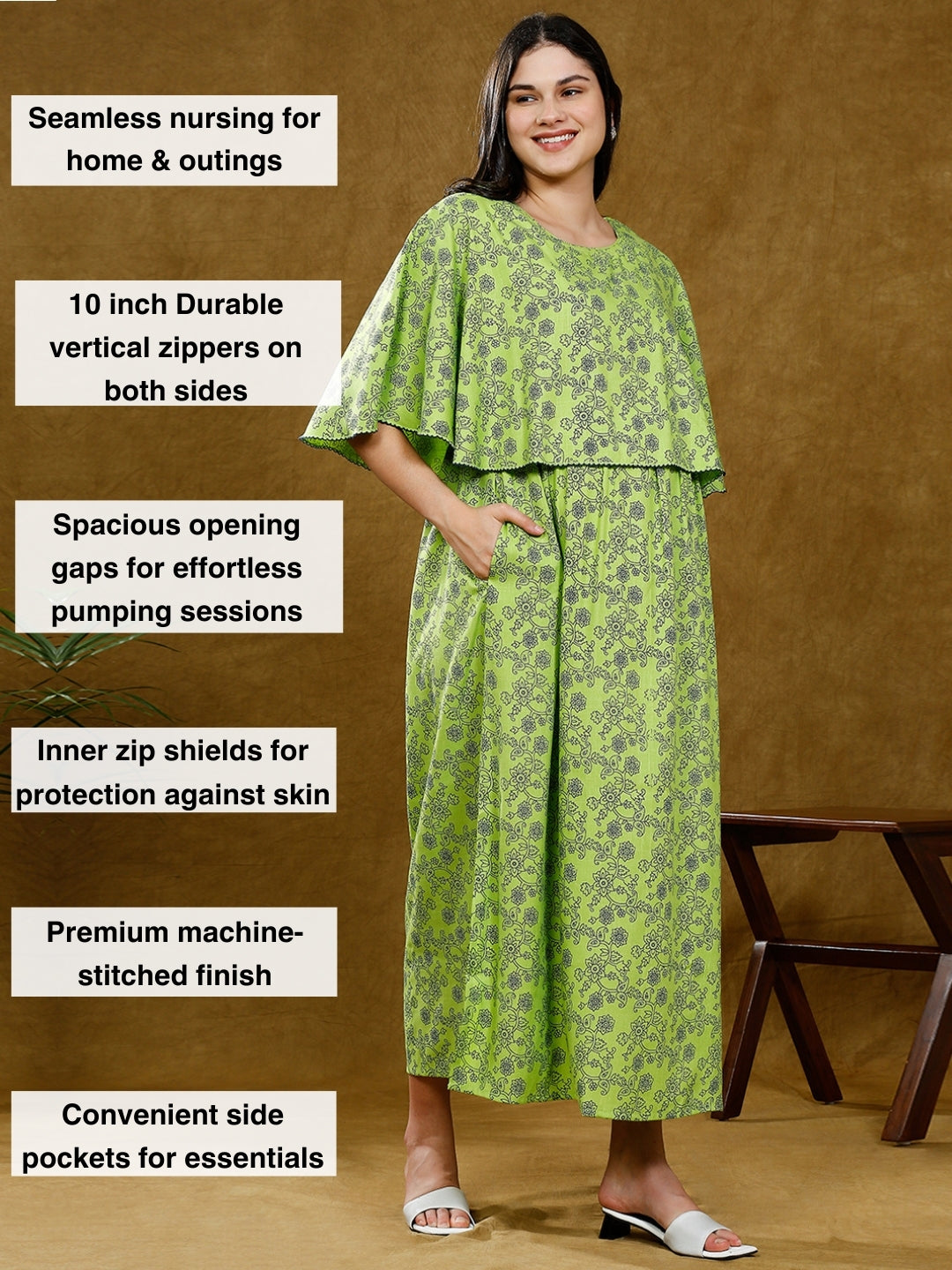 FLAUNT TRENDY FEEDING PONCHO GOWN