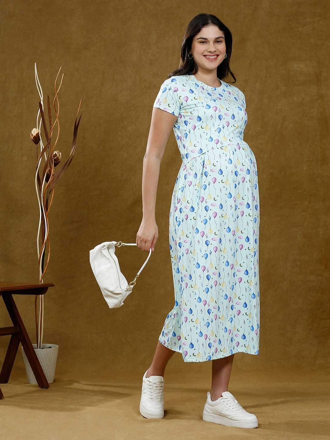 ADORN IN ZIPLESS PREGNANCY DRESS WITH POCKETS