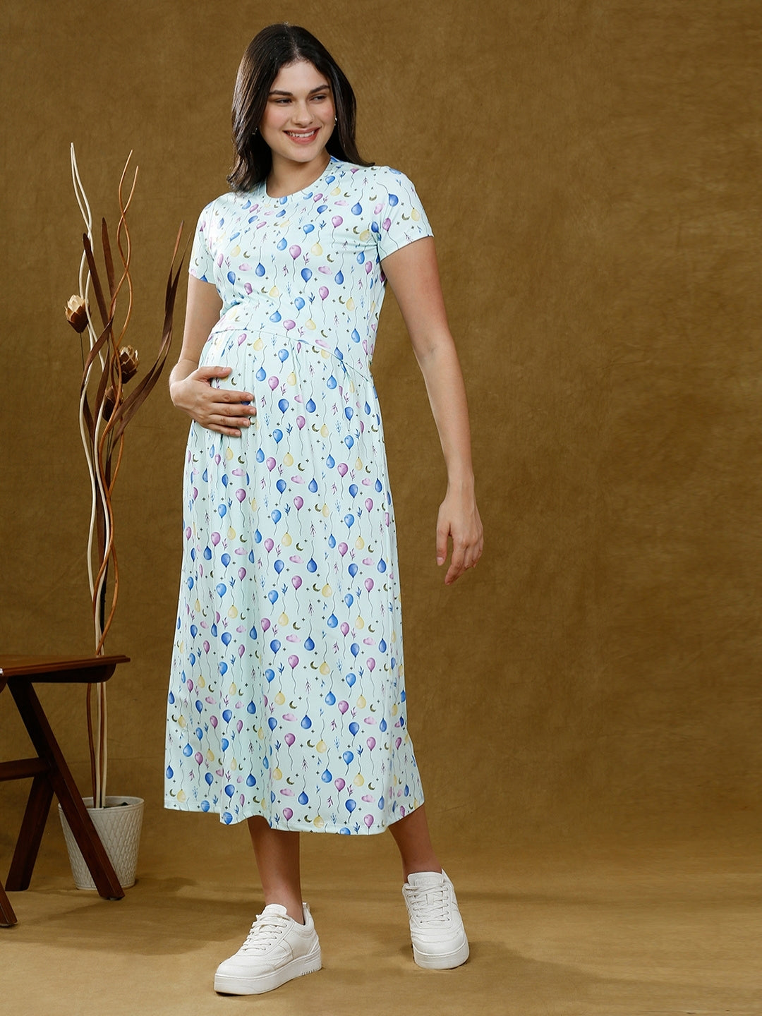 ADORN IN ZIPLESS PREGNANCY DRESS WITH POCKETS