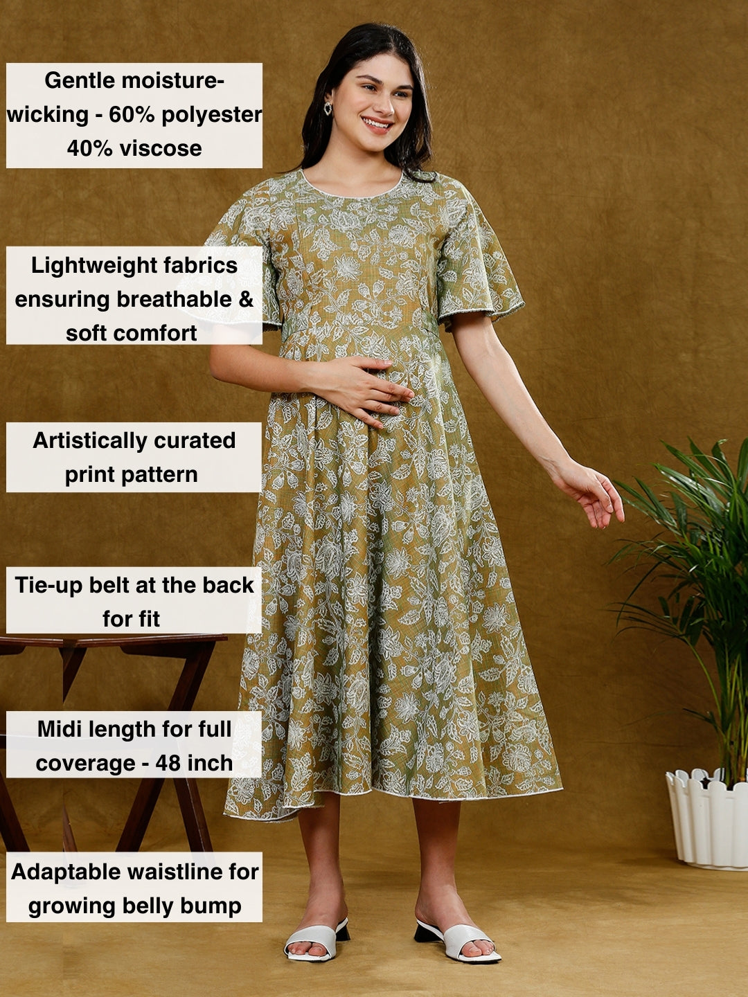 FASHIONABLE PREGNANCY FLARE KURTA WITH POCKET