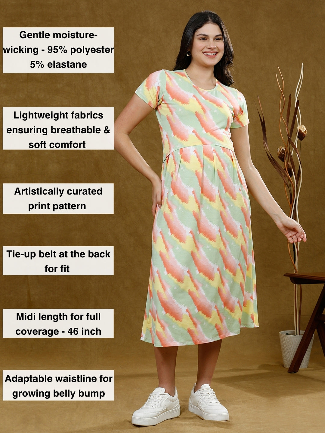 TRENDSETTING ZIPLESS MATERNITY DRESS WITH POCKETS