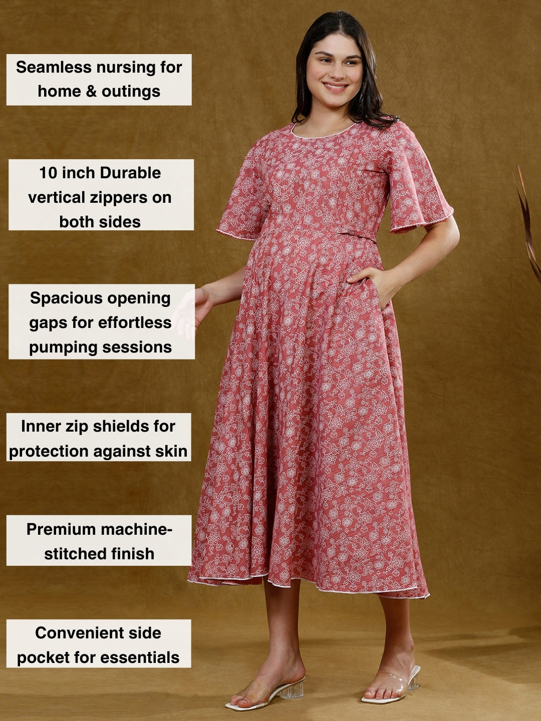 TRENDY MATERNITY FLARE KURTA WITH POCKET