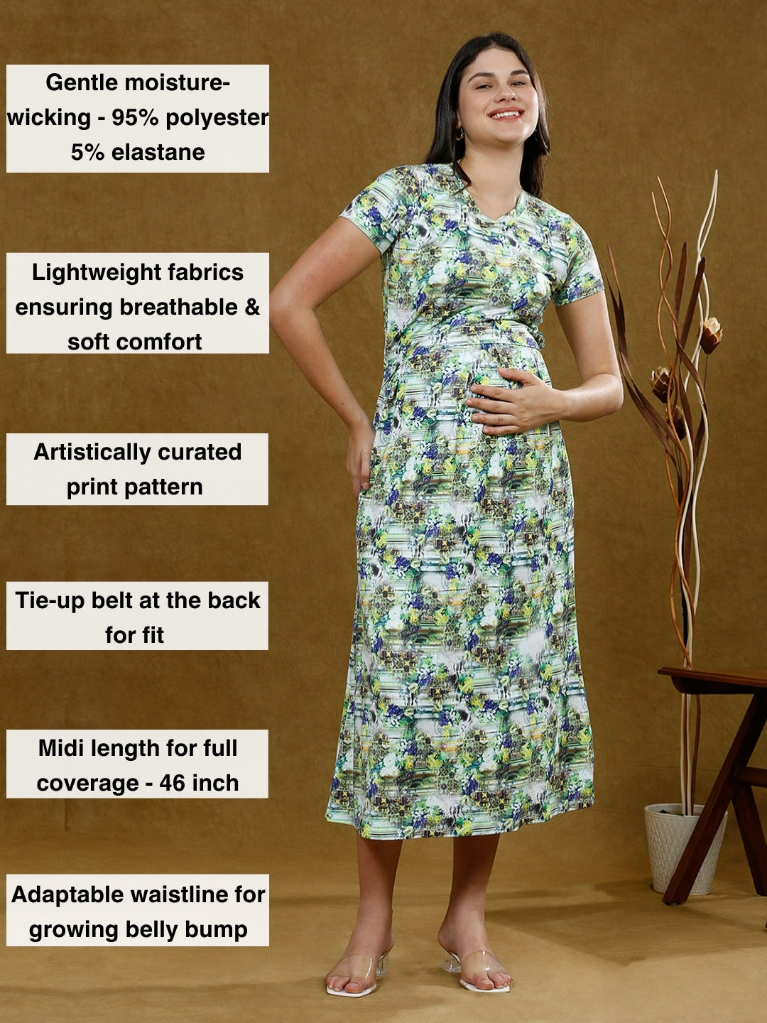 TRENDSETTING ZIPLESS NURSING DRESS WITH POCKETS