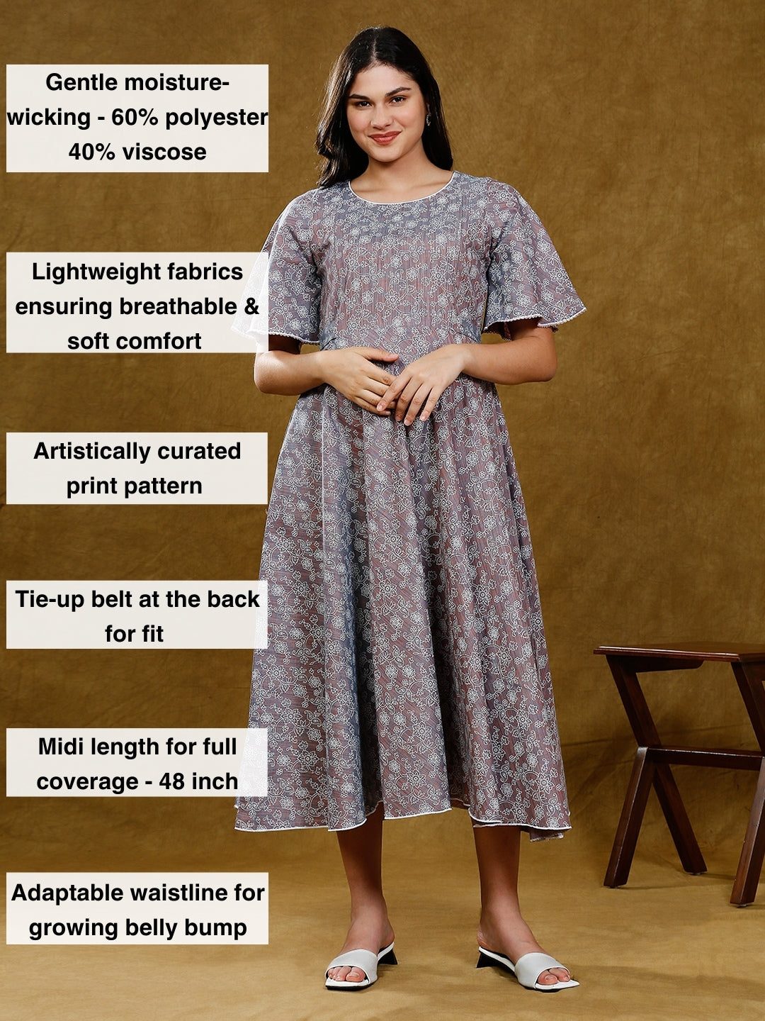 TRENDY PREGNANCY FLARE KURTA WITH POCKET