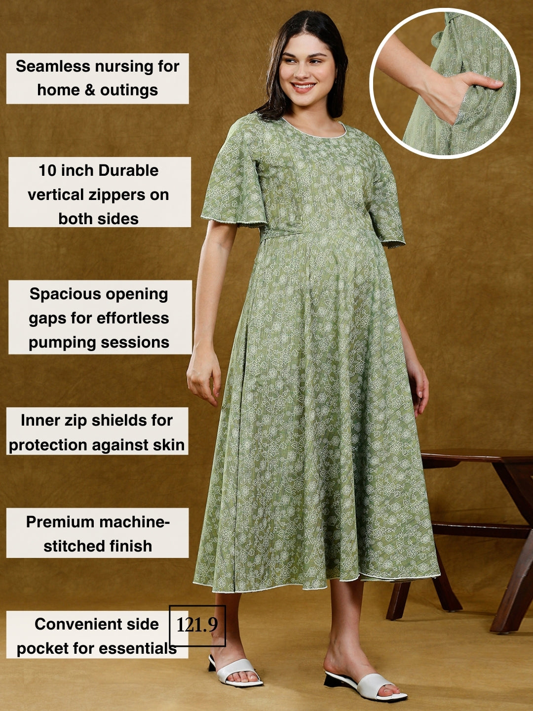 TRENDY NURSING FLARE KURTA WITH POCKET