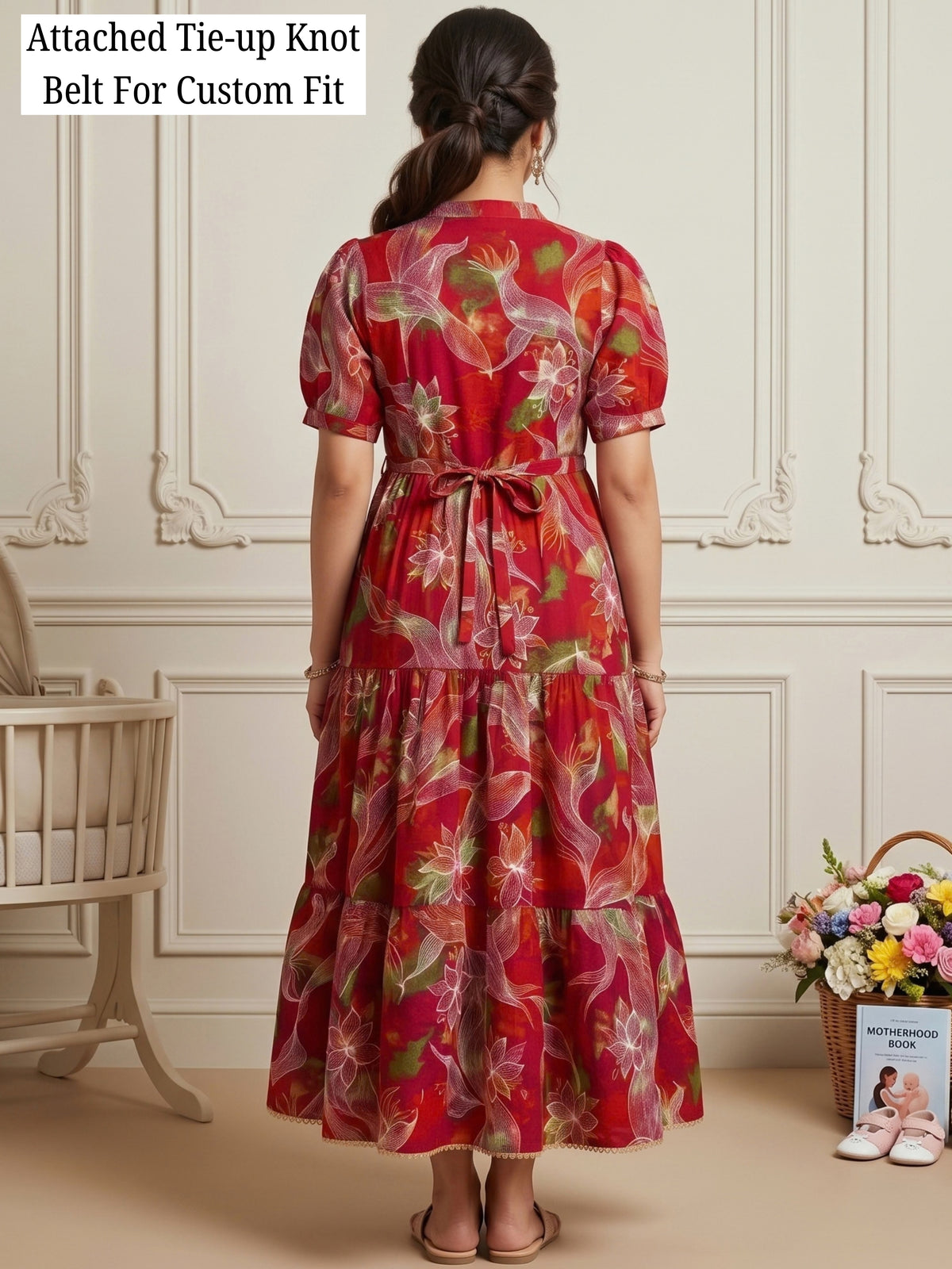 CLASSIC MATERNITY DRESS GOWN WITH NURSING ACCESS