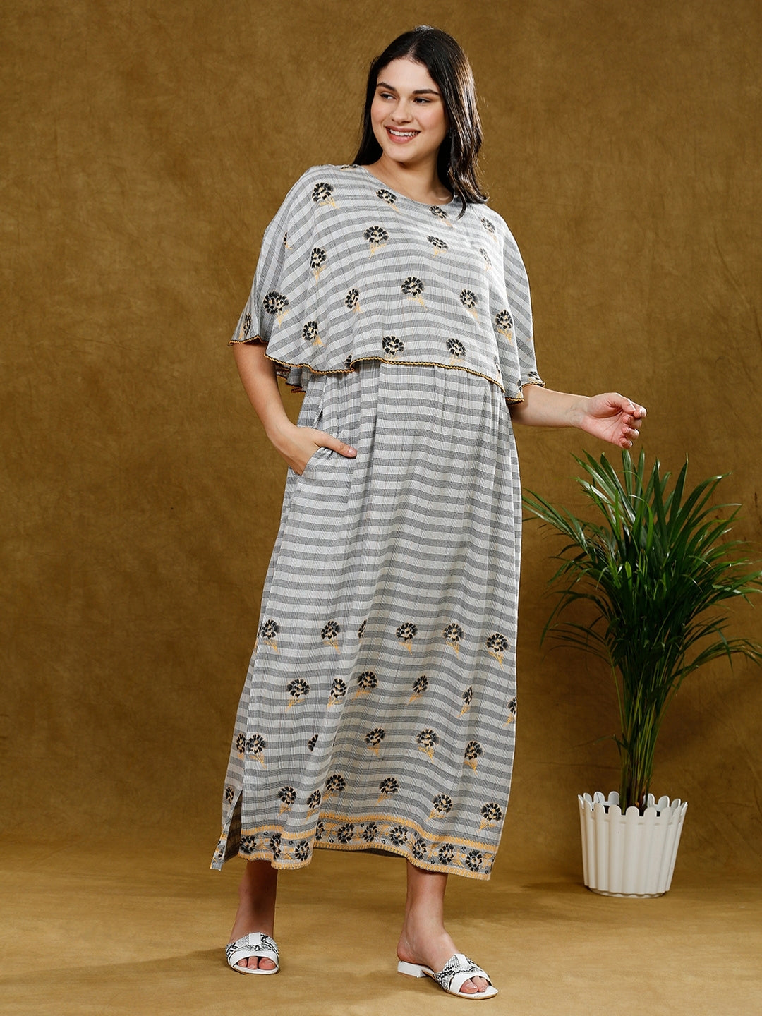 NEWEST MATERNITY PONCHO GOWN WITH ATTACHED CAPE