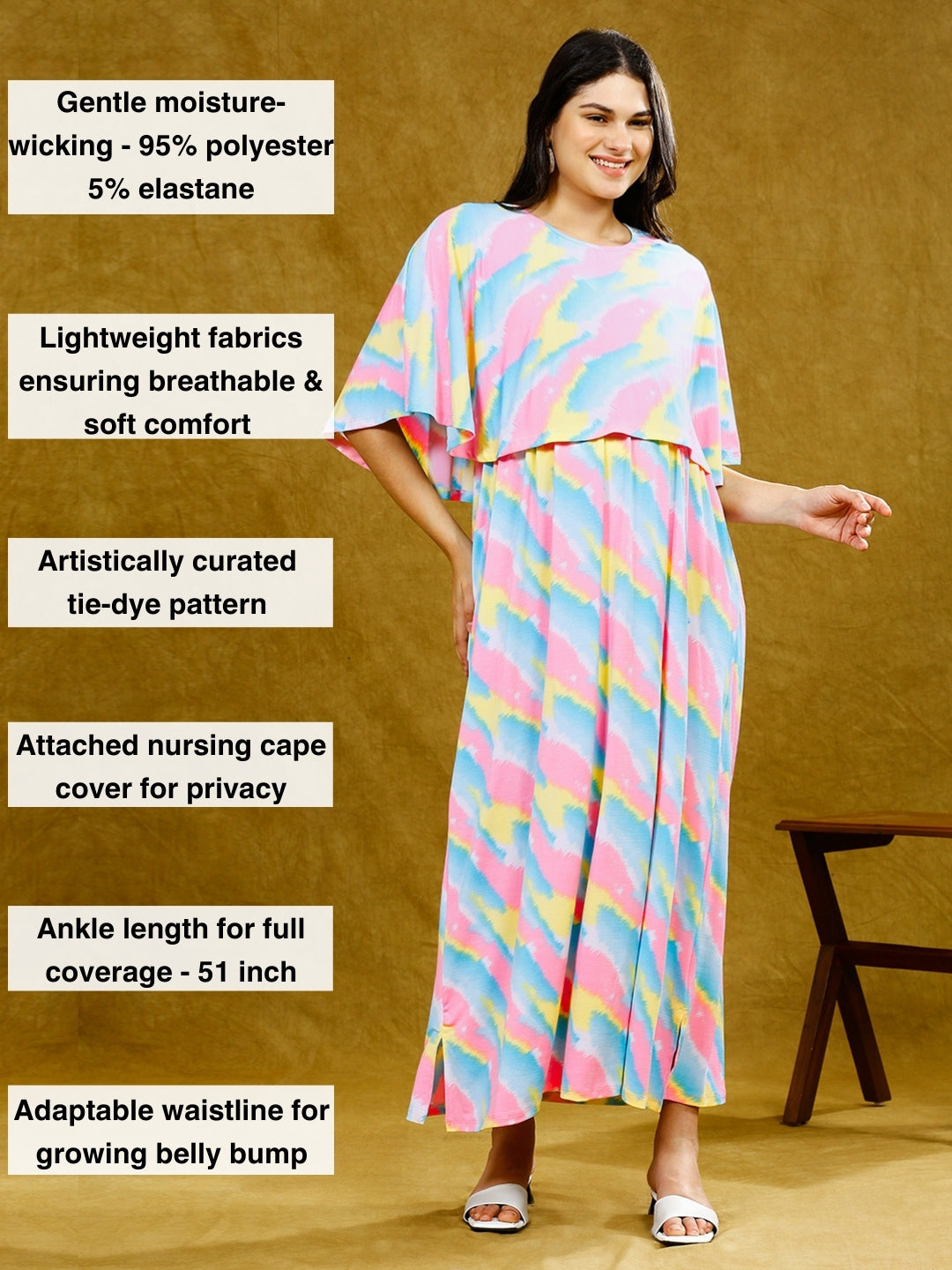 ELEVATE TRENDY MATERNITY PONCHO DRESS