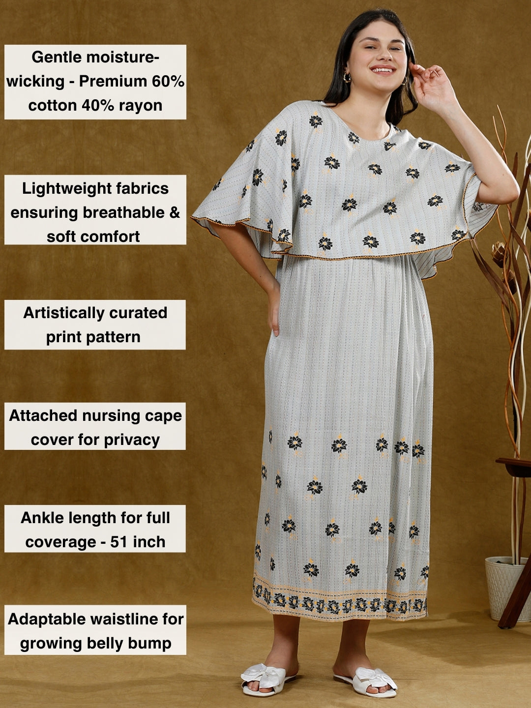 NEWEST PREGNANCY PONCHO GOWN WITH ATTACHED CAPE