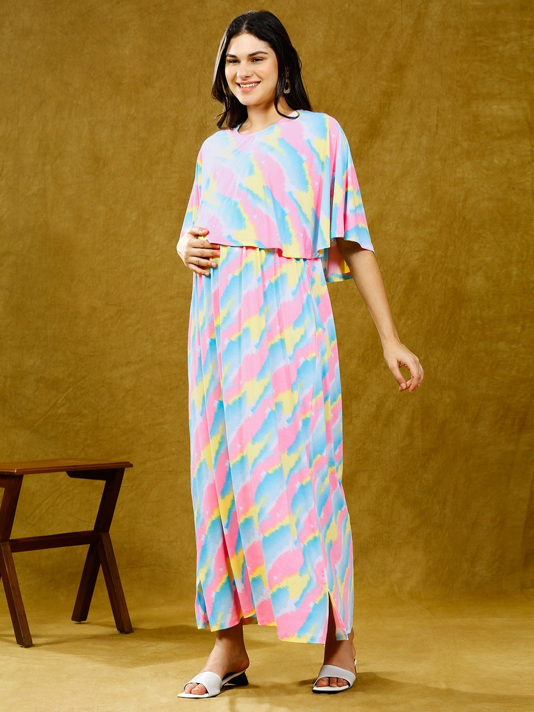 ELEVATE TRENDY MATERNITY PONCHO DRESS