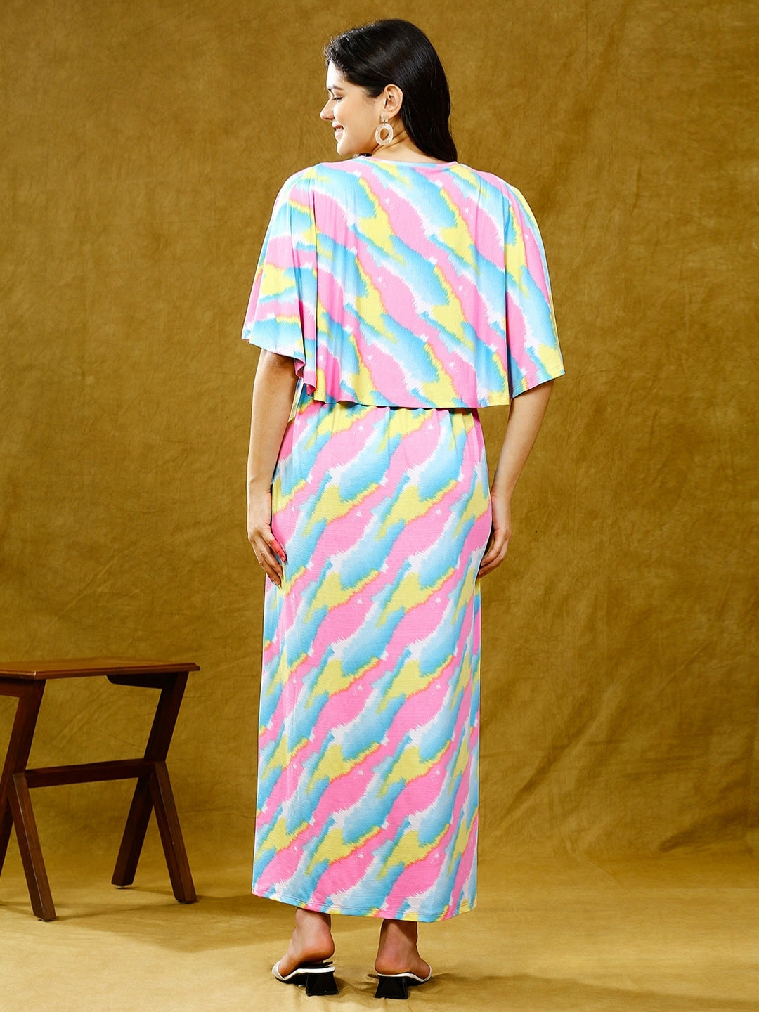 ELEVATE TRENDY MATERNITY PONCHO DRESS