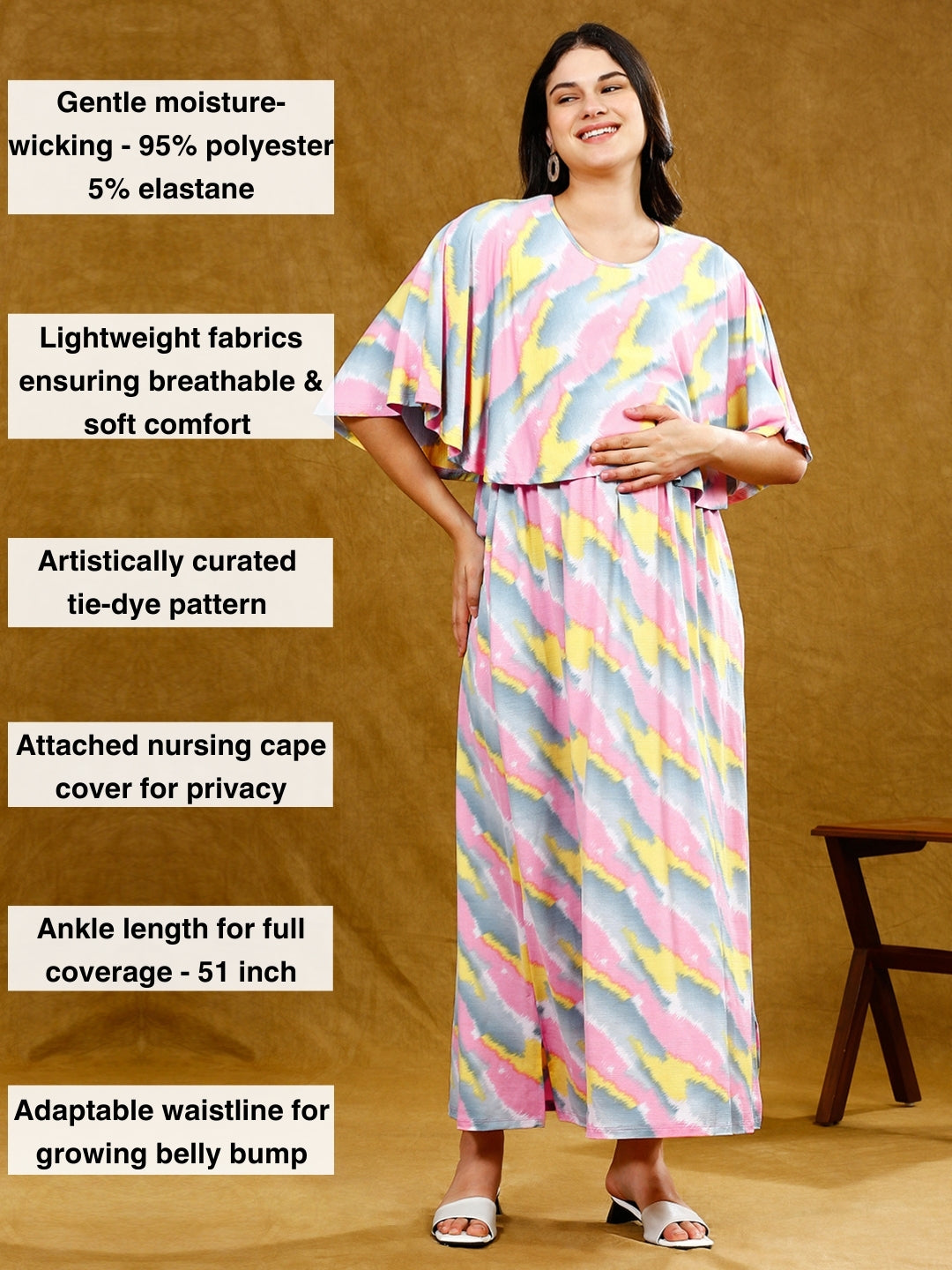 ELEVATE TRENDY NURSING PONCHO DRESS