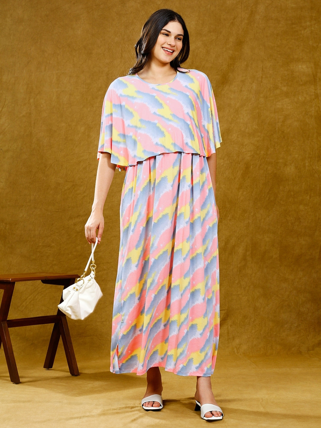 ELEVATE TRENDY NURSING PONCHO DRESS