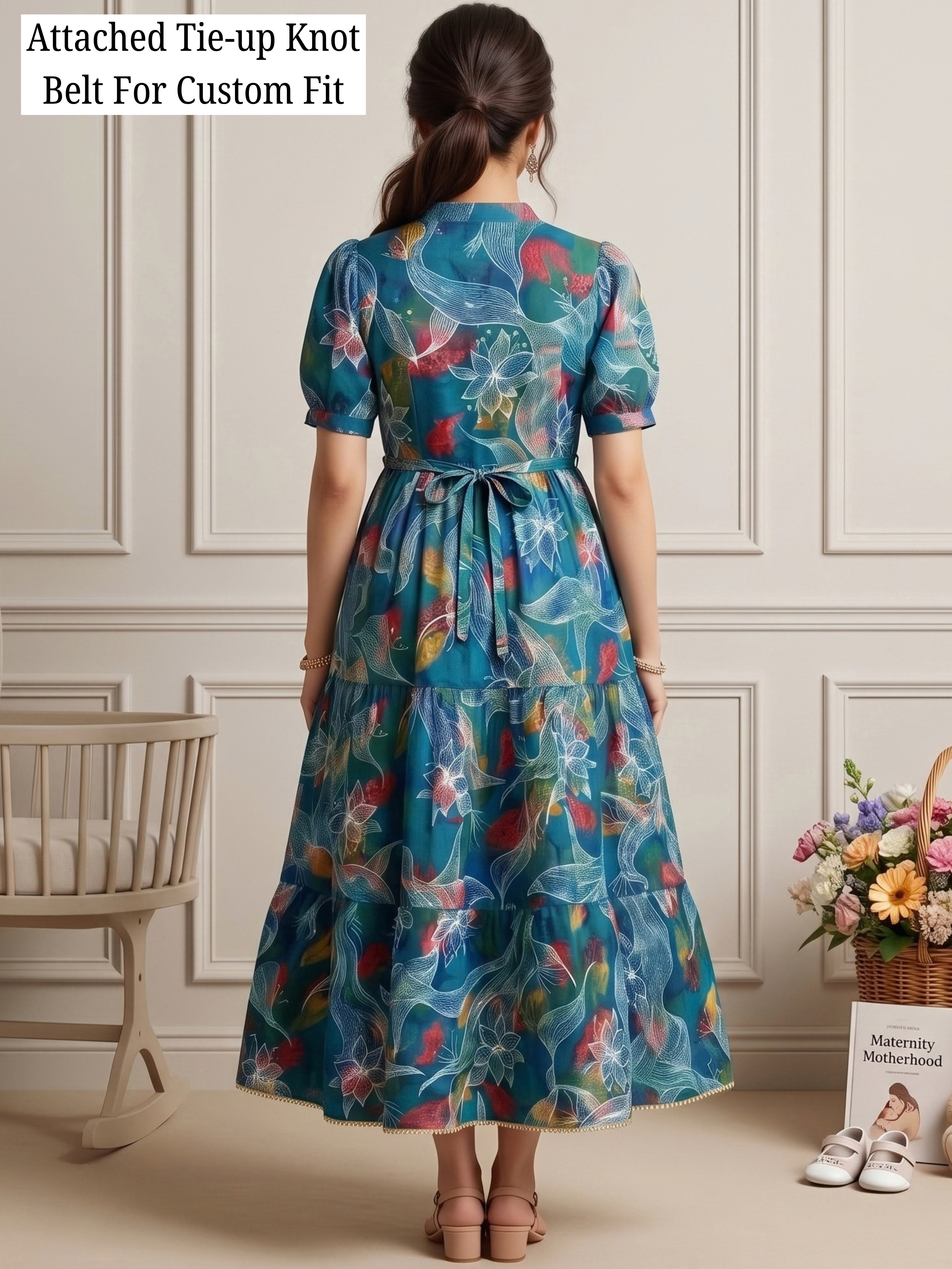 CLASSIC MATERNITY DRESS GOWN WITH NURSING ACCESS