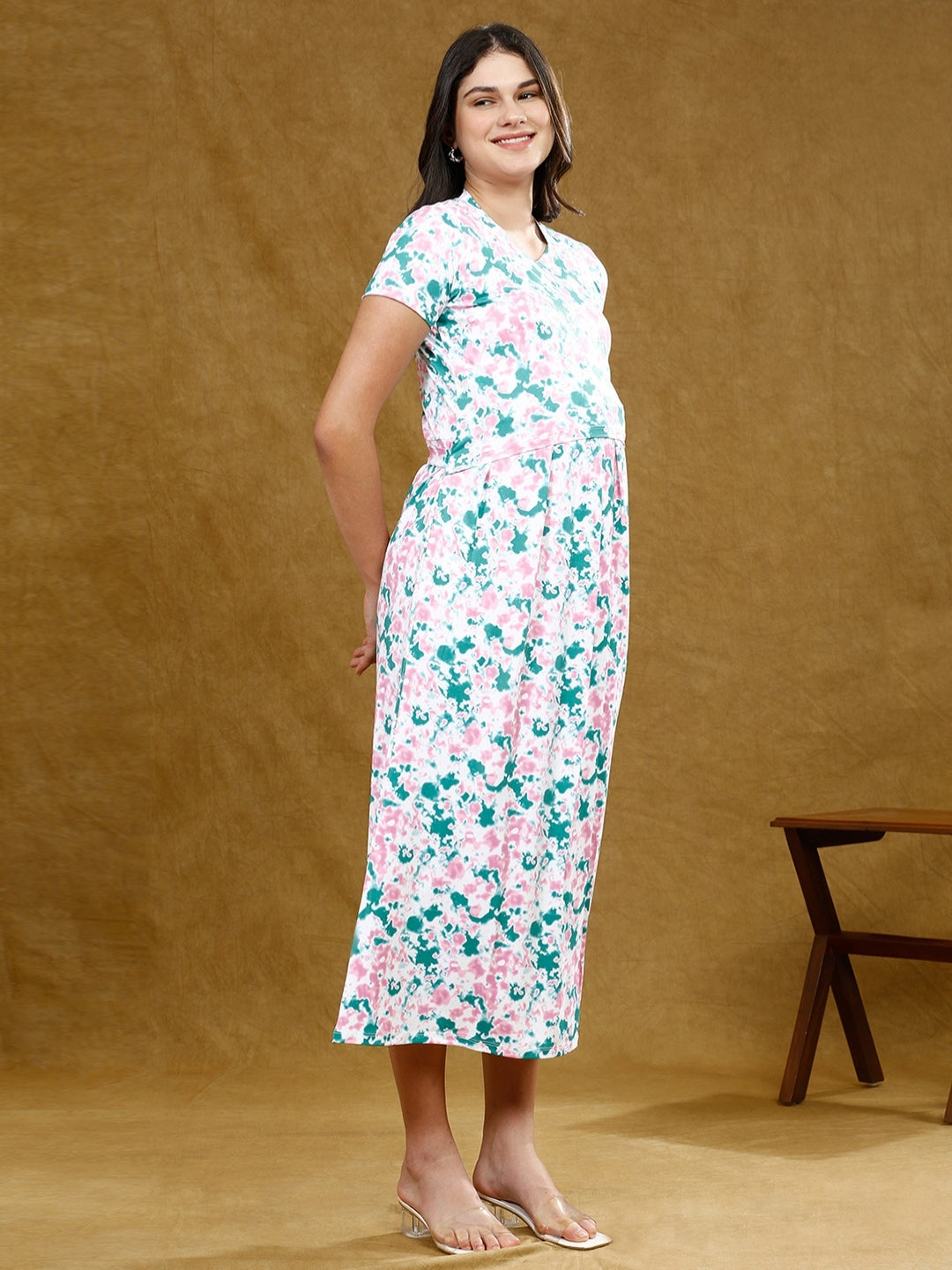 STYLISH ZIPLESS PREGNANCY DRESS WITH POCKETS