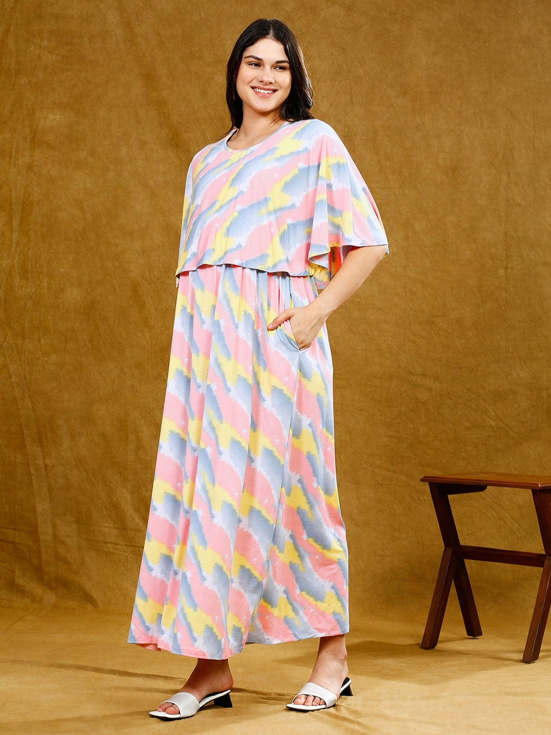 ELEVATE TRENDY NURSING PONCHO DRESS
