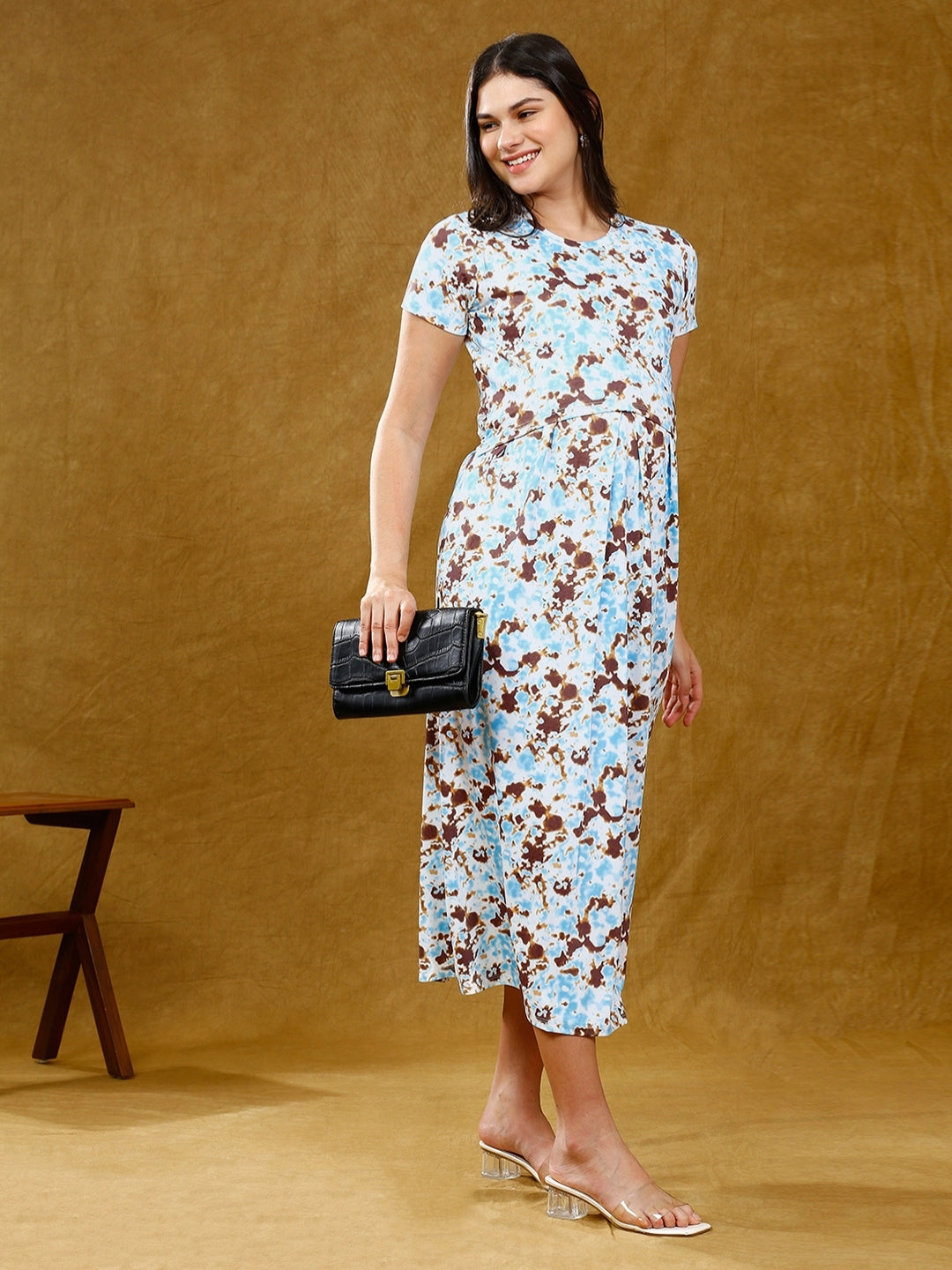 STYLISH ZIPLESS FEEDING DRESS WITH POCKETS