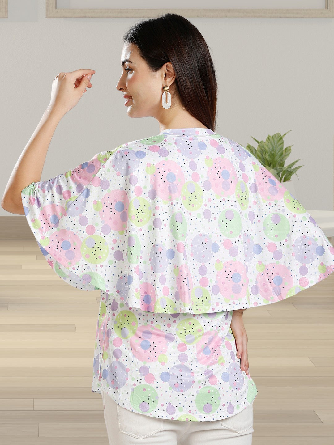 FASHIONABLE ZIPLESS TOP WITH ATTACHED NURSING COVER