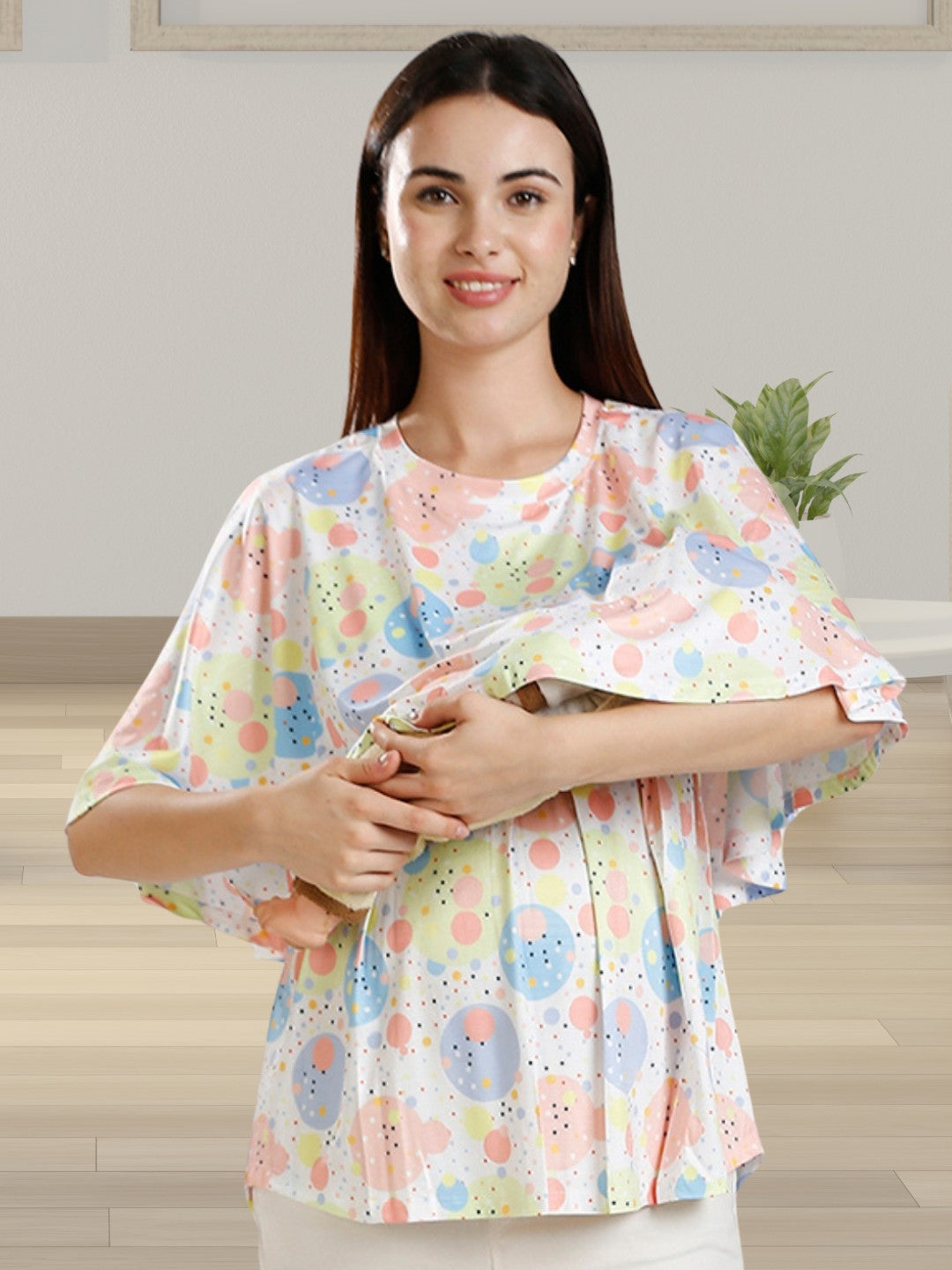 FASHIONABLE ZIPLESS TOP WITH ATTACHED FEEDING COVER