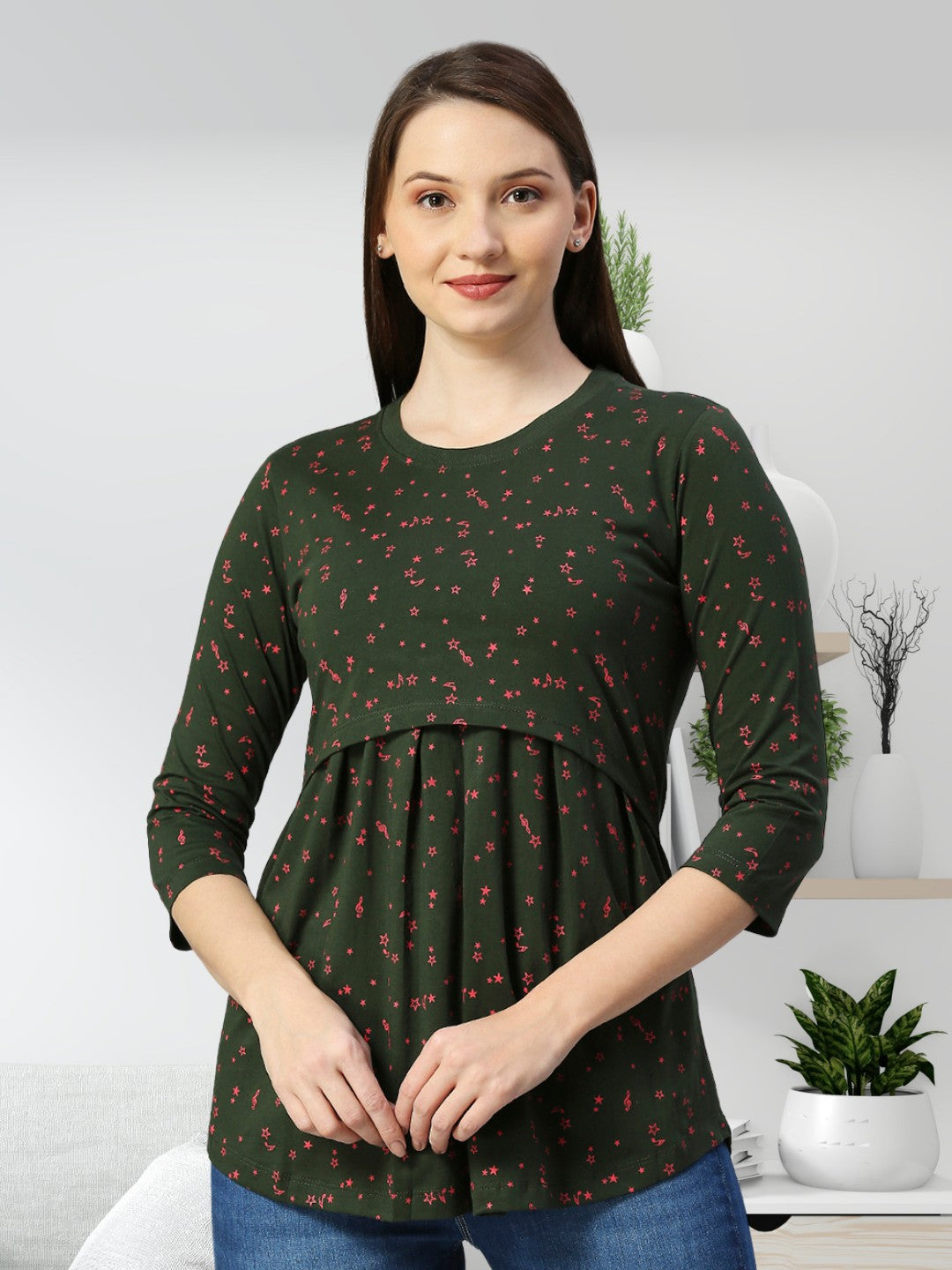 TRENDY COTTON MATERNITY ZIPLESS TOP FOR WOMEN