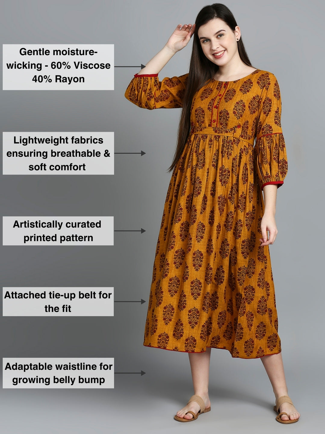 ELEGANT MATERNITY FLARED KURTA FOR PREGNANCY