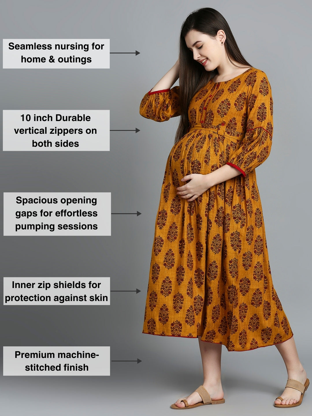 ELEGANT MATERNITY FLARED KURTA FOR PREGNANCY