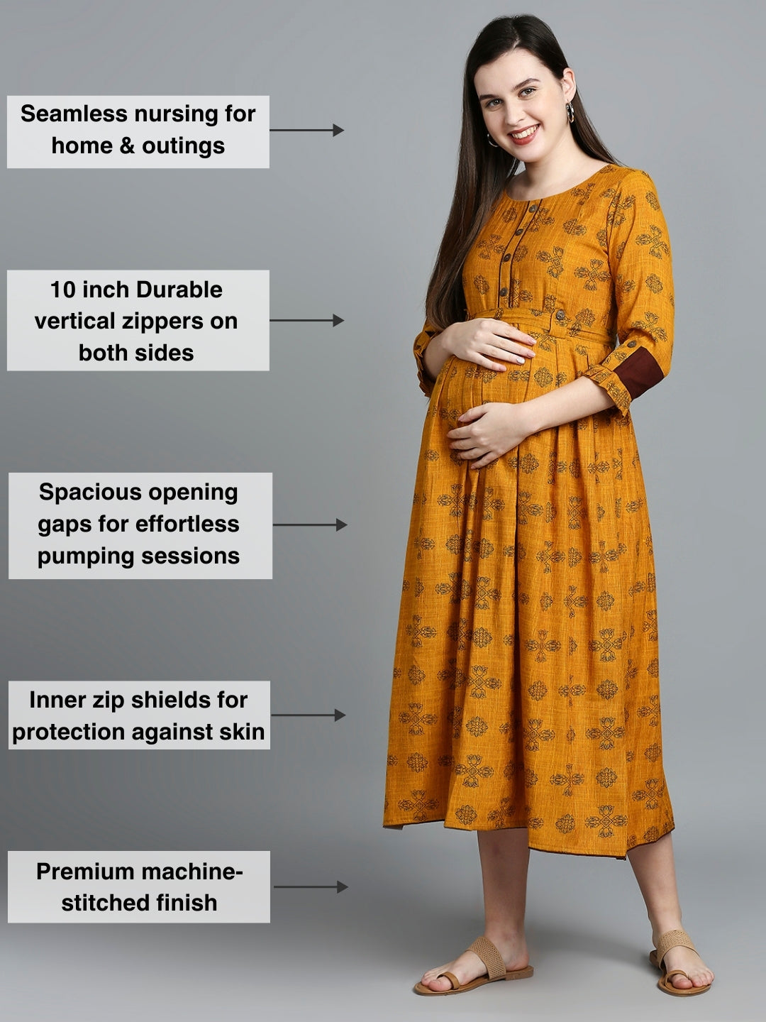 ELEGANT NURSING FLARED KURTA FOR PREGNANCY