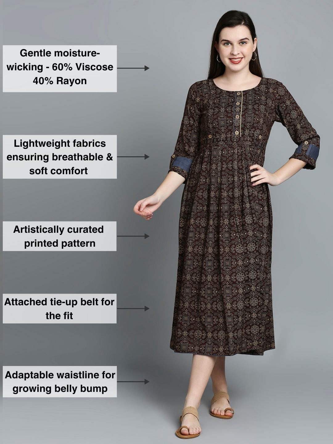 ELEGANT FEEDING FLARED KURTA FOR PREGNANCY