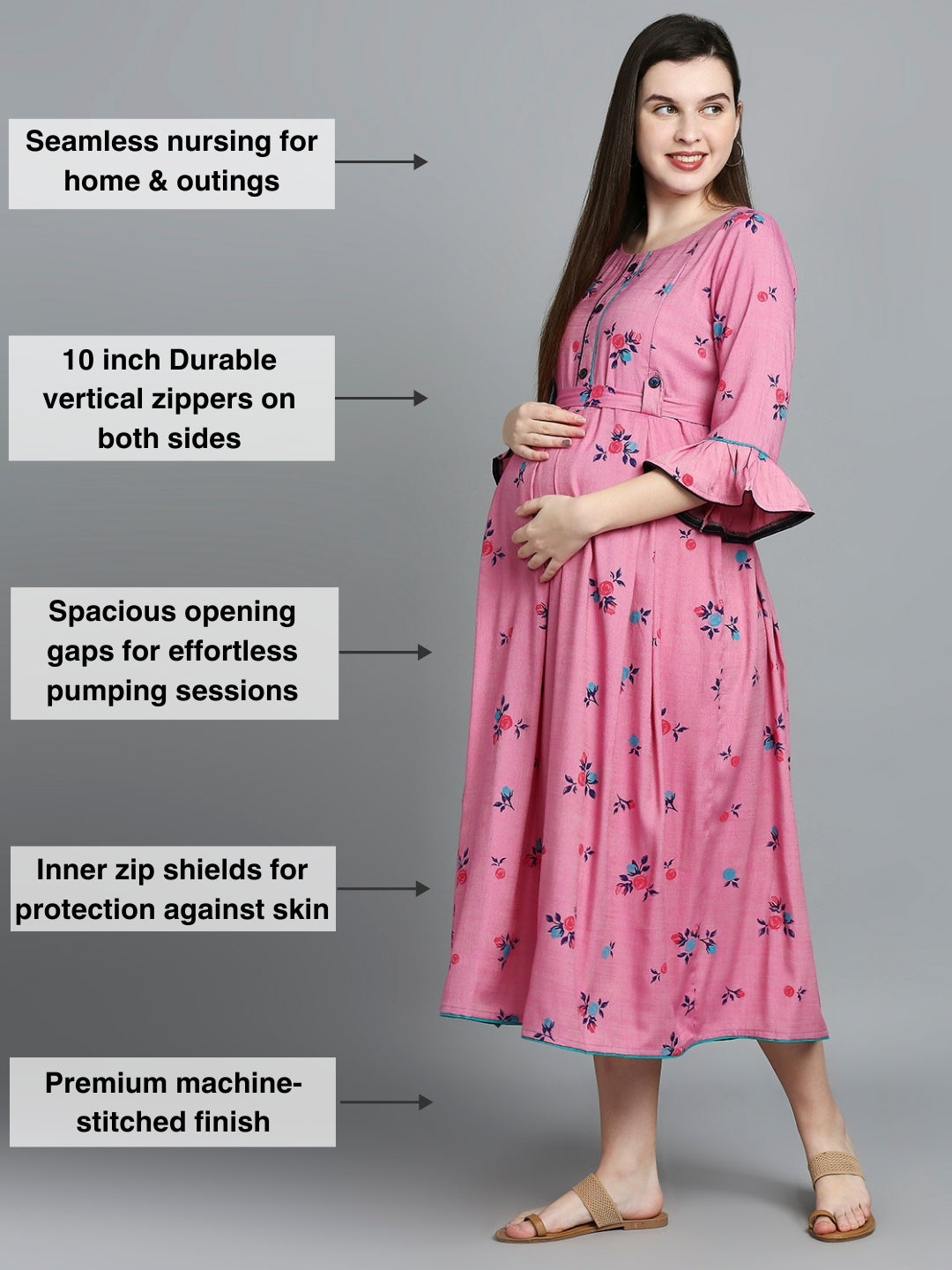 ELEGANT FEEDING FLARED KURTA FOR NURSING