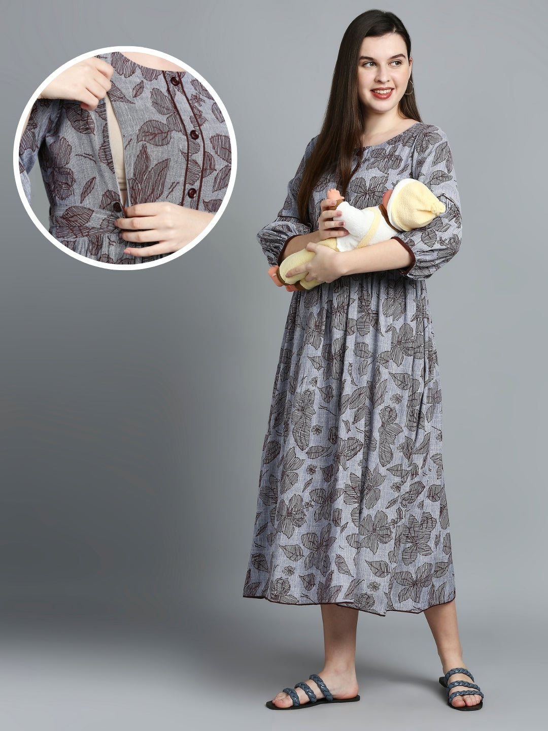 ELEGANT MATERNITY FLARED KURTA FOR NURSING