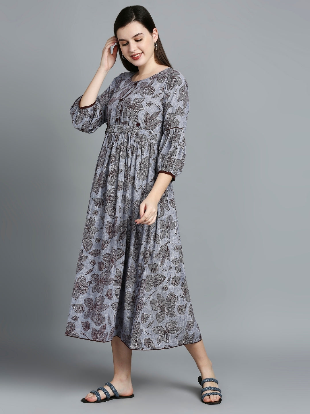 ELEGANT MATERNITY FLARED KURTA FOR NURSING