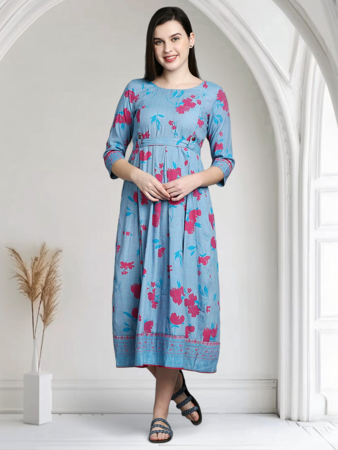 STYLISH PREGNANCY FLARED KURTA FOR NURSING
