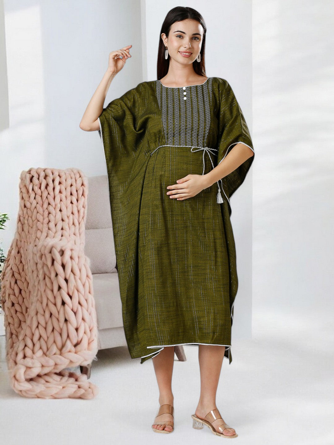 STYLISH PREGNANCY KAFTAN FOR WOMEN WITH ZIPPERS