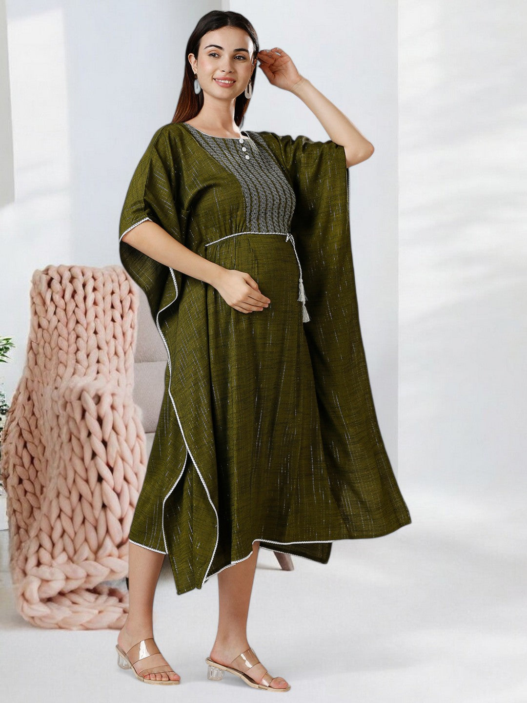 STYLISH PREGNANCY KAFTAN FOR WOMEN WITH ZIPPERS