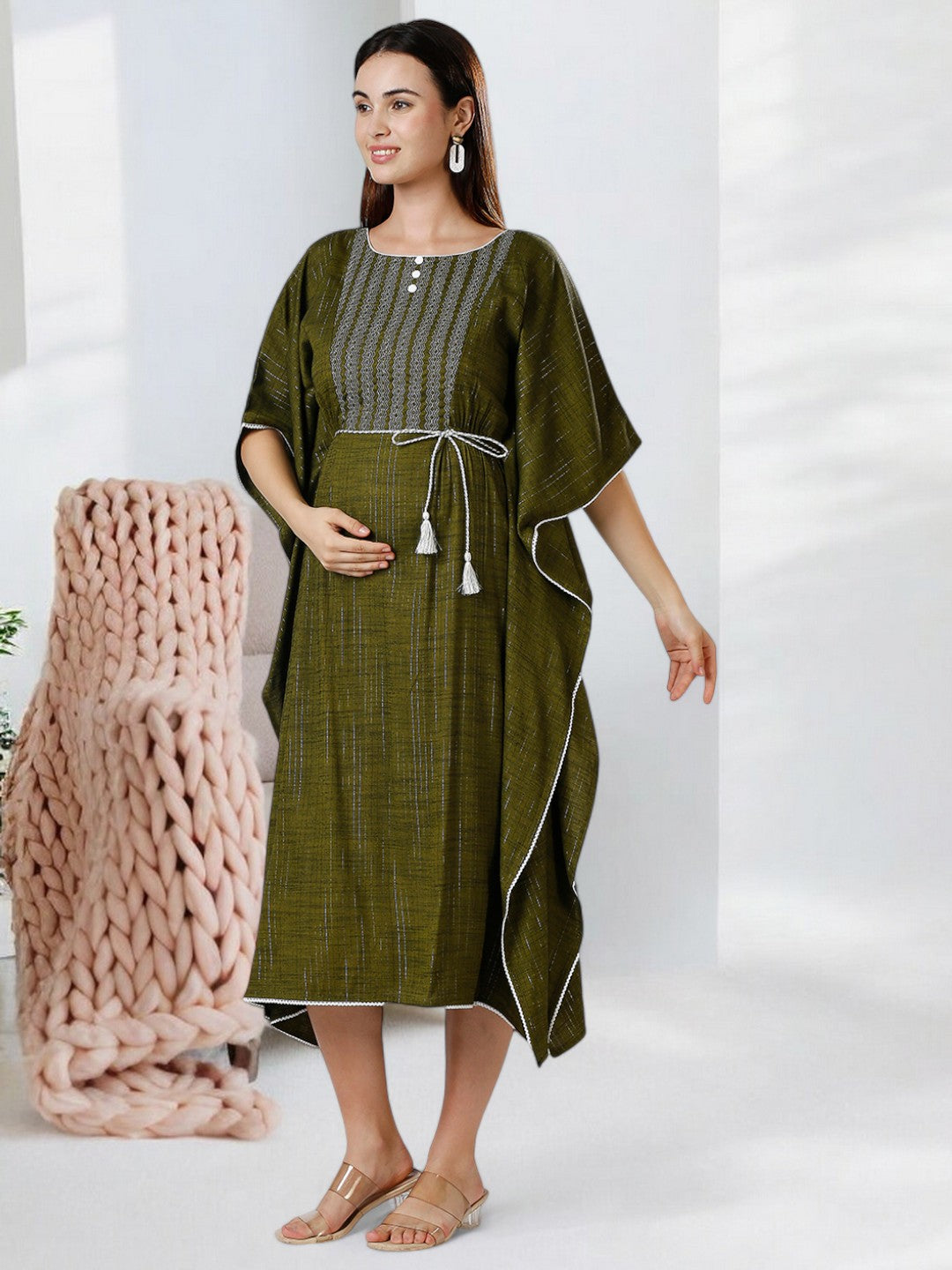 STYLISH PREGNANCY KAFTAN FOR WOMEN WITH ZIPPERS