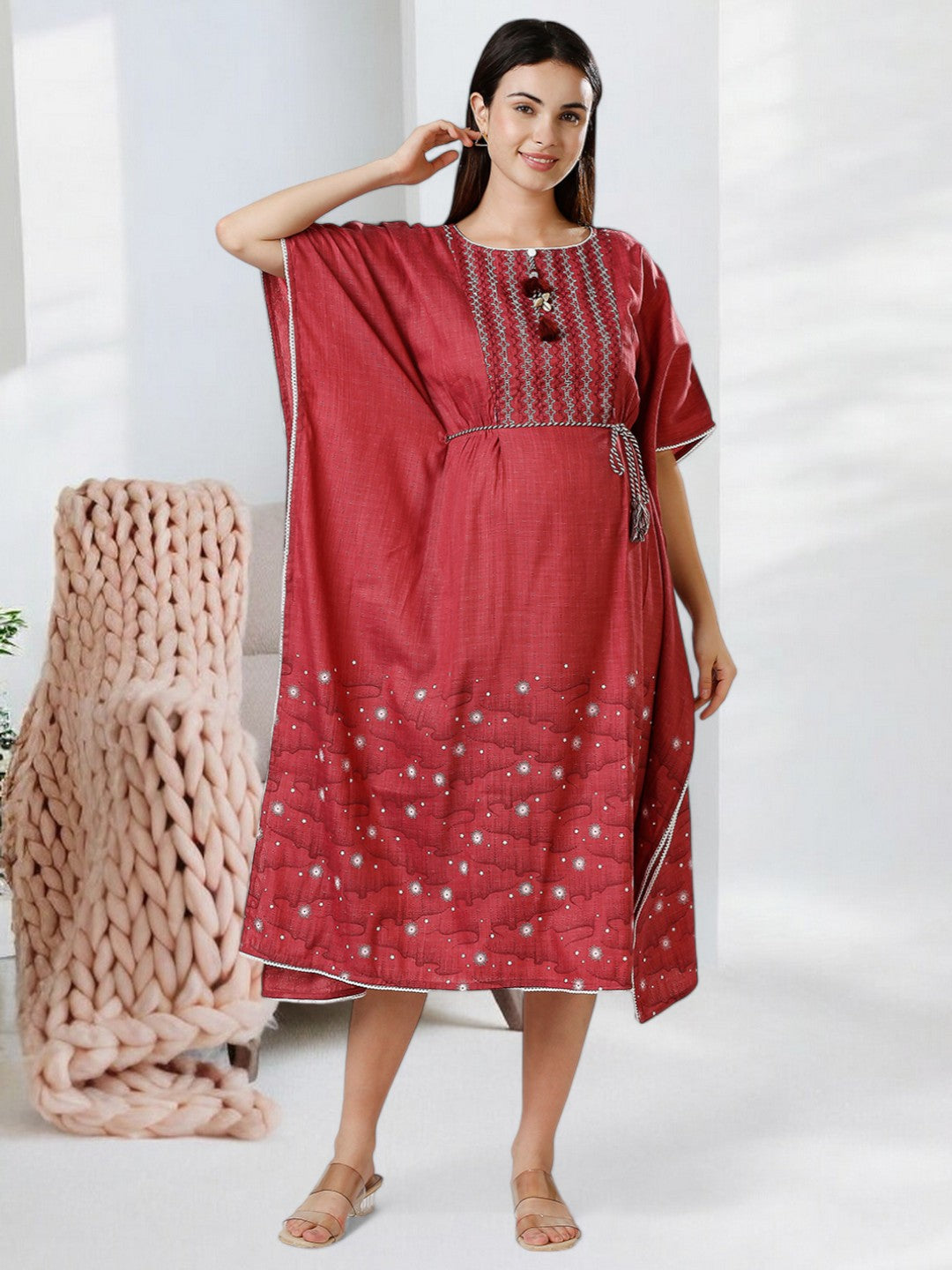 STYLISH FEEDING KAFTAN FOR WOMEN WITH ZIPPERS