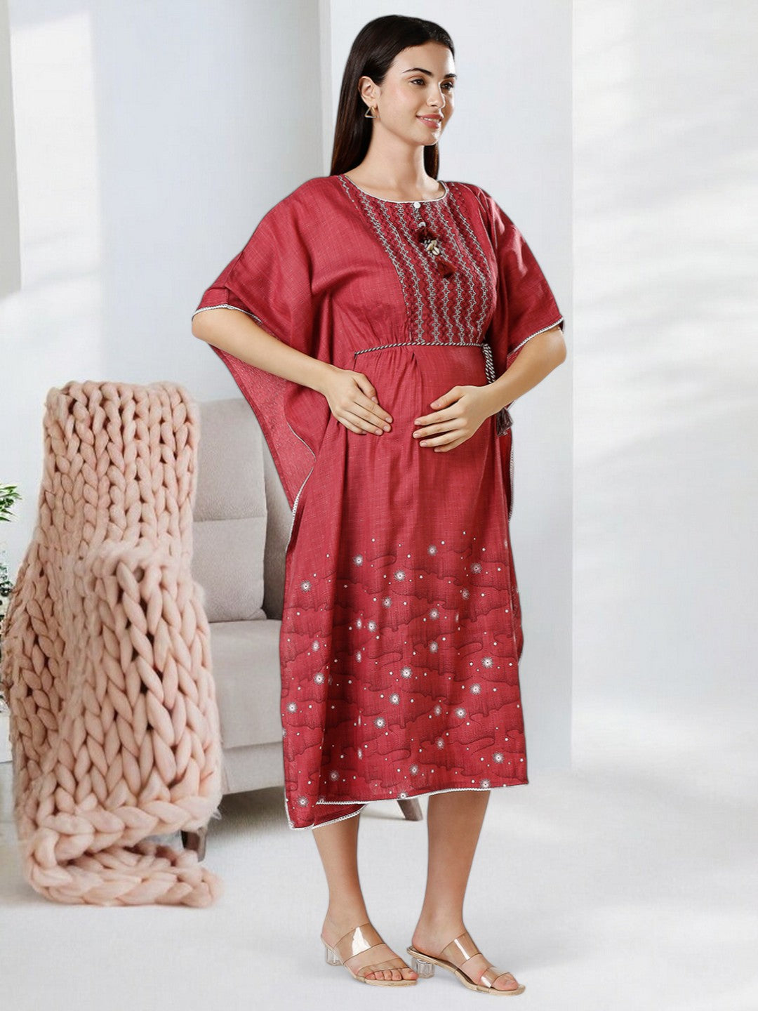 STYLISH FEEDING KAFTAN FOR WOMEN WITH ZIPPERS