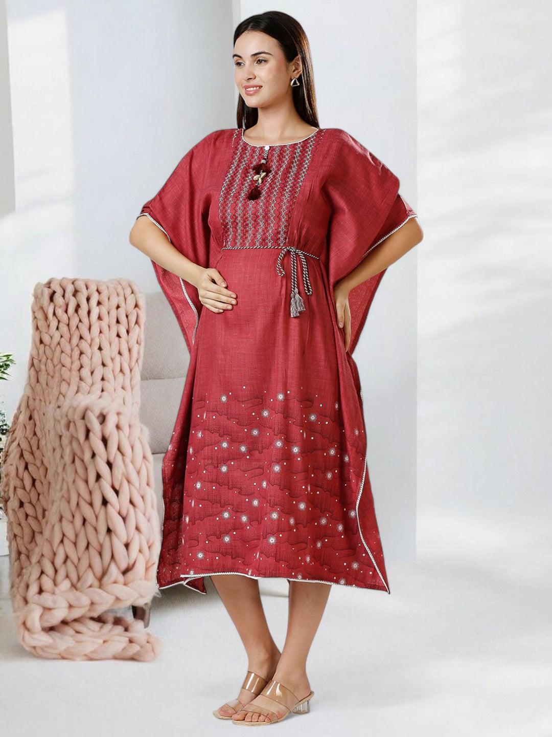 STYLISH FEEDING KAFTAN FOR WOMEN WITH ZIPPERS