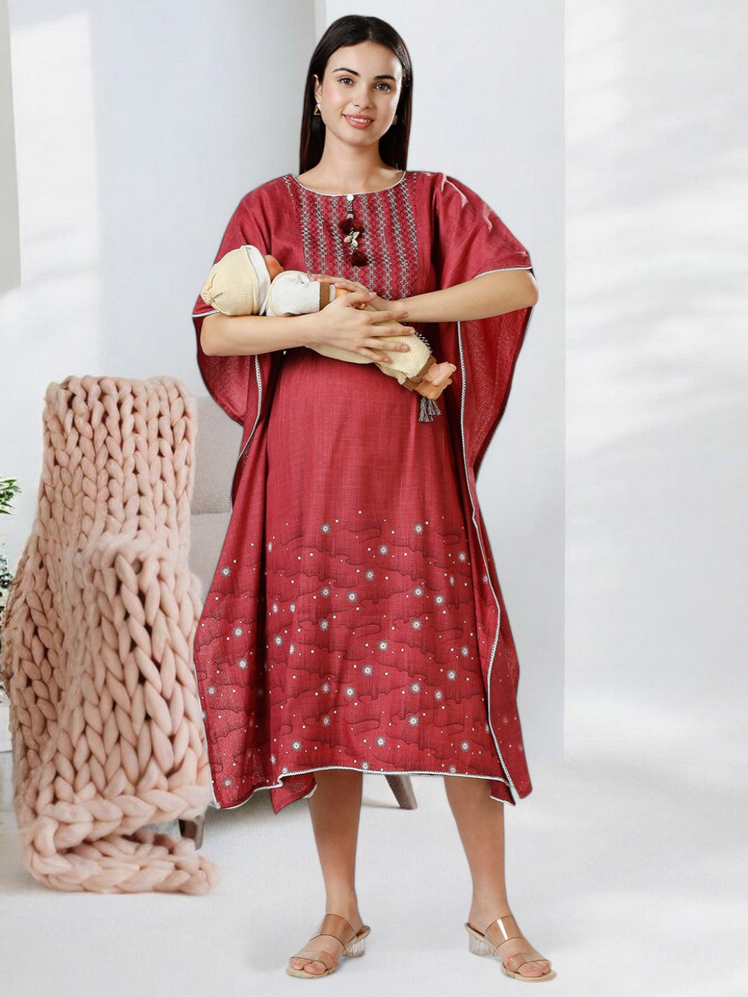 STYLISH FEEDING KAFTAN FOR WOMEN WITH ZIPPERS