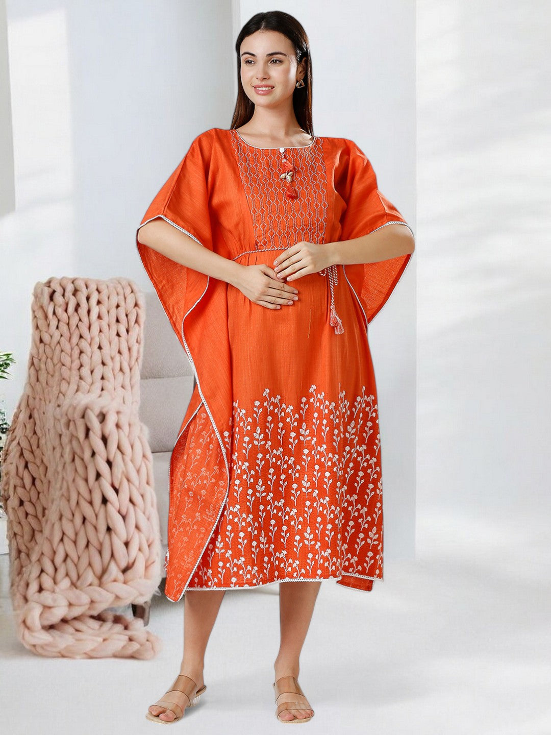 STYLISH FEEDING KAFTAN FOR WOMEN WITH ZIPPERS